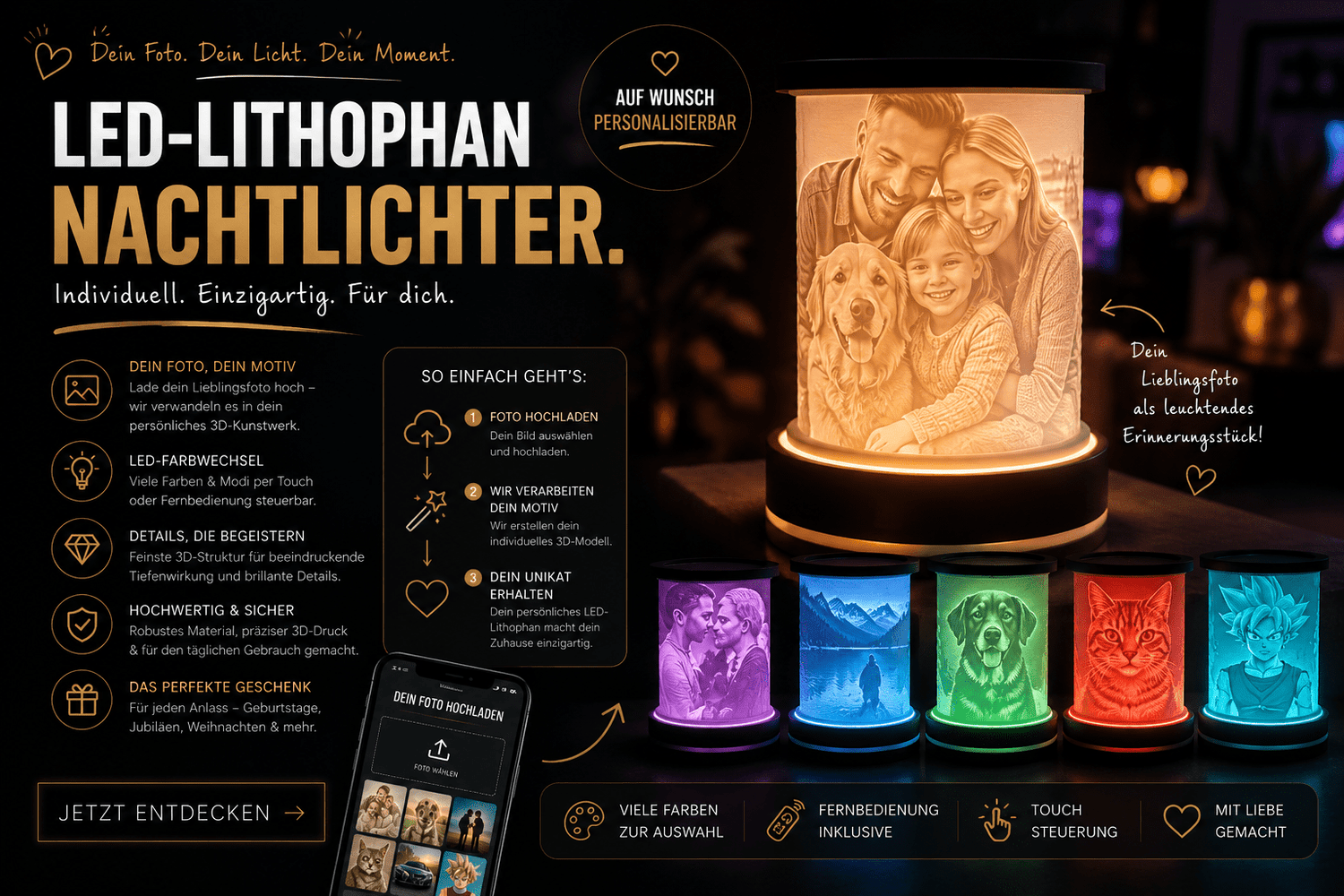 LED-Lampen mit Foto & Namen